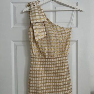 Rebecca Vallance Dress Ivory Gold Almeria Mini Size S